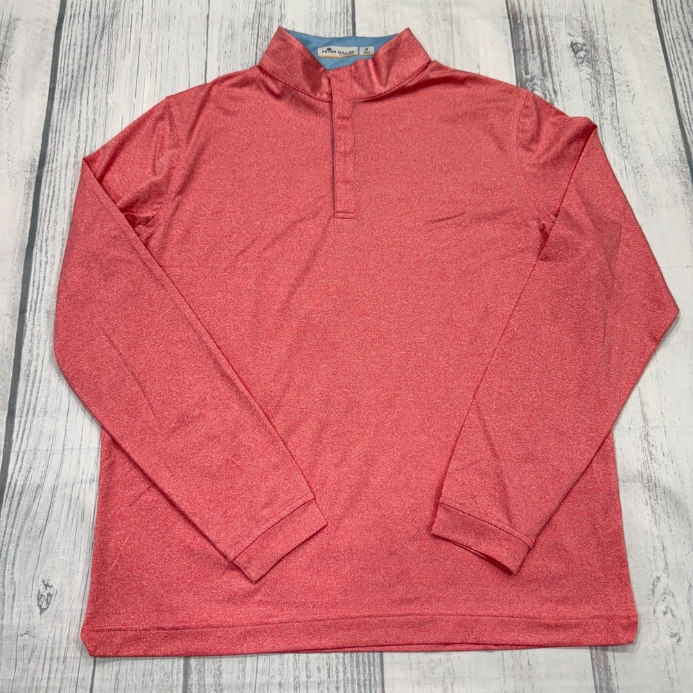 Peter Millar Featherweight 1/4 Snap Pullover Shirt M‎ Pink Mens Golf